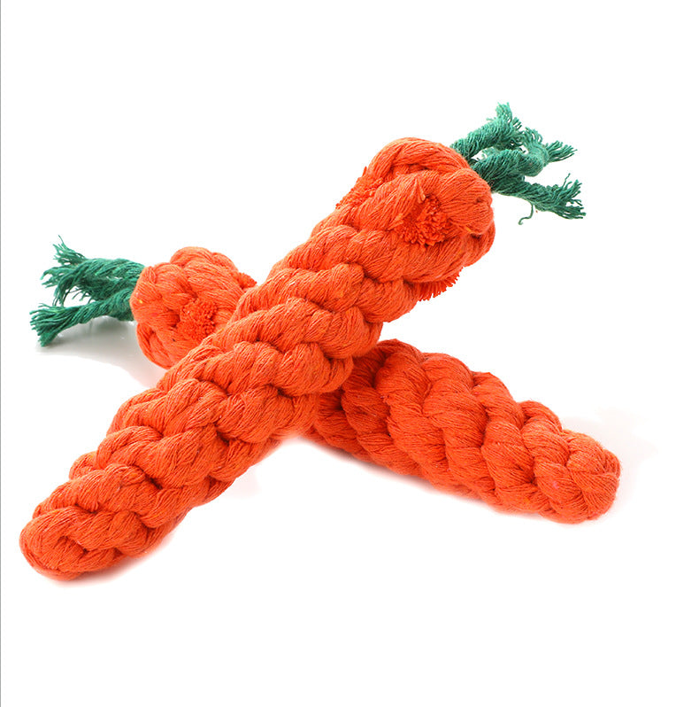 3 PCS Carrot Dog Teething Toy Pet Chew Cotton Knot Carrot Toy