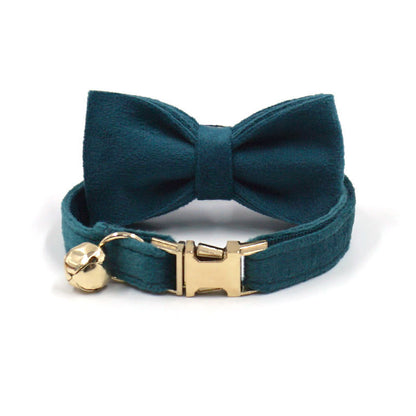 Velvet Luxury Personalized Cat Collar with Small Bell And Bowtie
