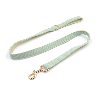 Collar de perro personalizado de terciopelo verde claro, correa, arnés y pajarita, conjunto de bolsa para excrementos