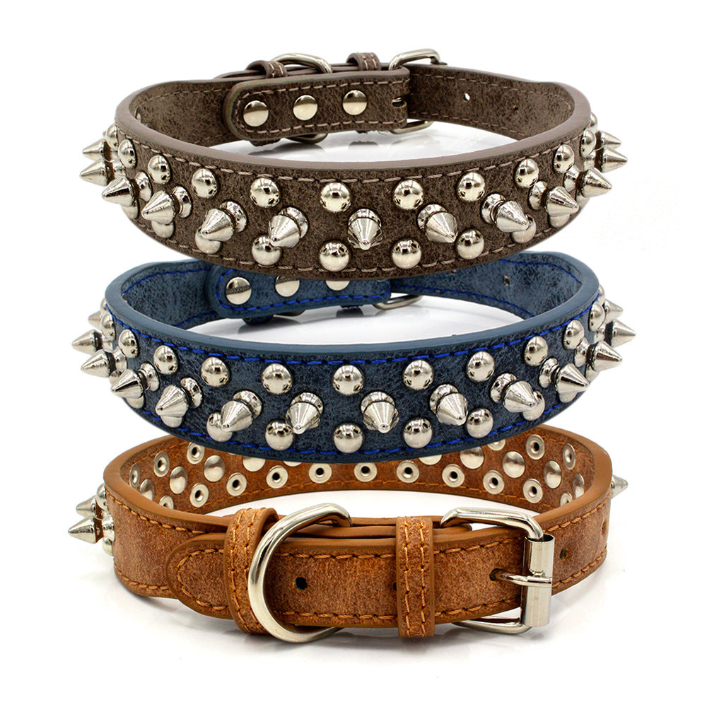 Collares para mascotas de cuero PU ajustables con remaches y púas personalizados con forma de hongo 