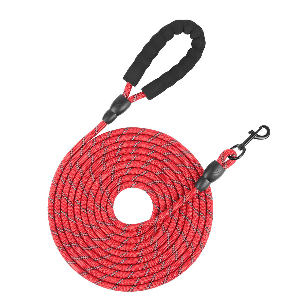 Long Dog Leash with Comfortable Padded Handle and Highly Reflective Threads