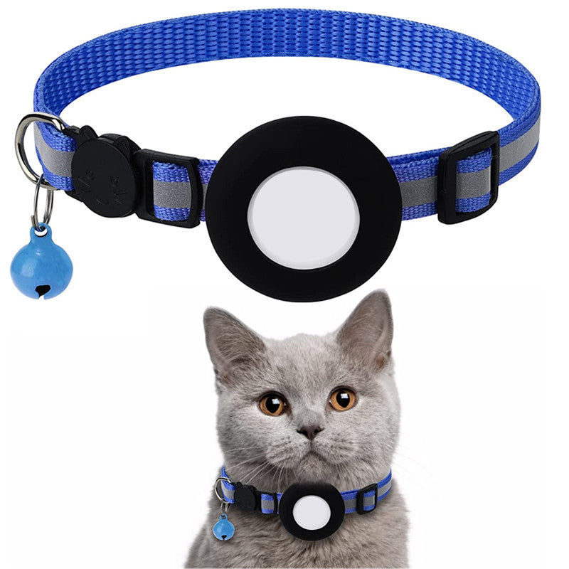 Adjustable Cat Collar With Ball Reflective Stripe for Apple Airtag Silicone