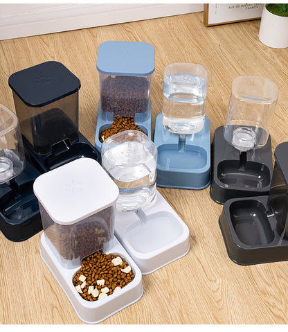 2-in-1 Food Bowl and Water Fountain Automatic Water Dispenser for Cats and Dogs