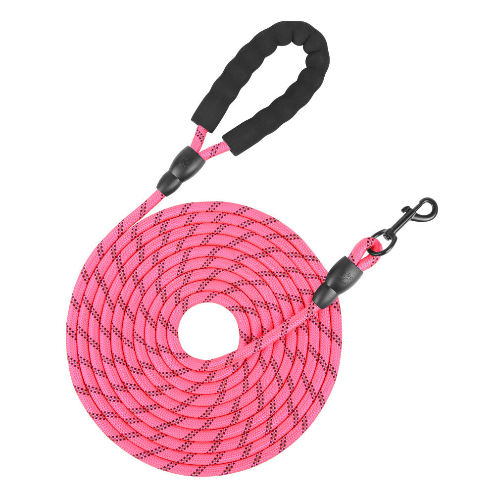 Long Dog Leash with Comfortable Padded Handle and Highly Reflective Threads