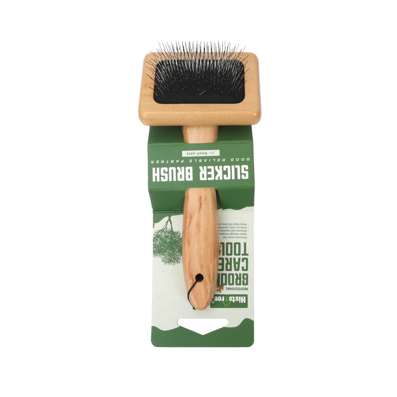 Pet Grooming Tools Dog Hair Removal Brush with Soft Solid Wood Handle