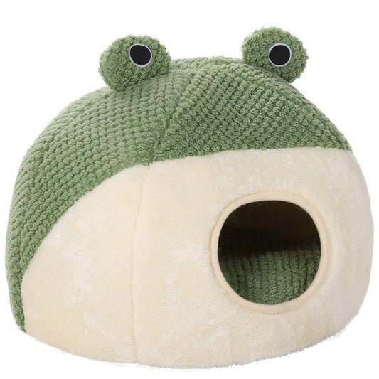 Frog Shaped Cat Bed Warm for Cats and Small Dogs Winter Sleeping Nest