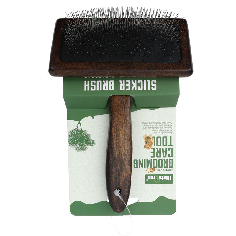 Pet Grooming Tools Dog Hair Removal Brush with Soft Solid Wood Handle