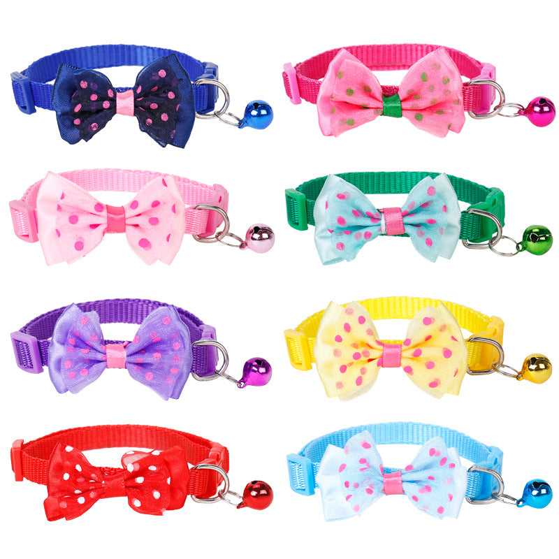 8pcs Bowtie Styles Cat Collar with Bell