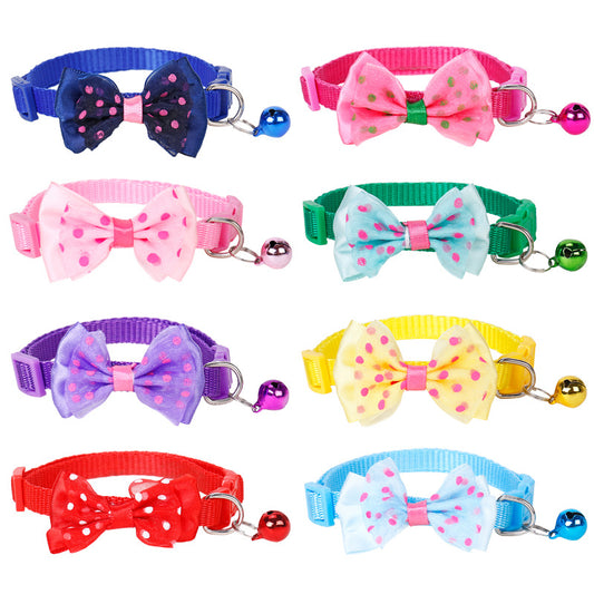 8pcs Bowtie Styles Cat Collar with Bell