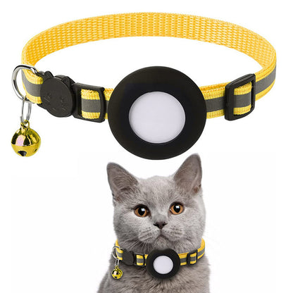 Adjustable Cat Collar With Ball Reflective Stripe for Apple Airtag Silicone