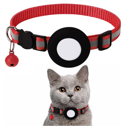 Adjustable Cat Collar With Ball Reflective Stripe for Apple Airtag Silicone