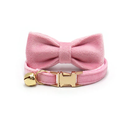Velvet Luxury Personalized Cat Collar with Small Bell And Bowtie