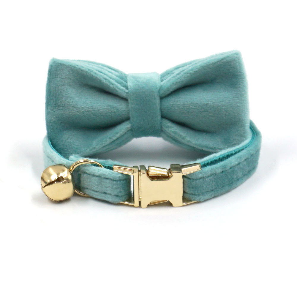Velvet Luxury Personalized Cat Collar with Small Bell And Bowtie