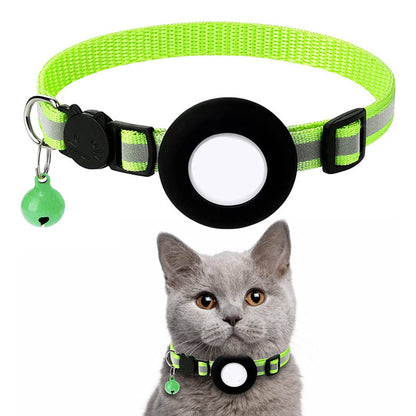 Adjustable Cat Collar With Ball Reflective Stripe for Apple Airtag Silicone