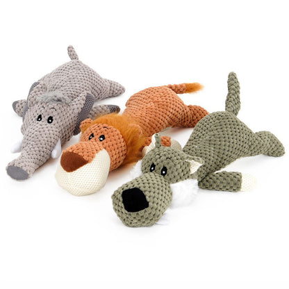 Jouets interactifs en peluche pour chien, jouets à mâcher mignons et couineurs, chiot, lion, loup, éléphant, jouets pour chiens et chats 