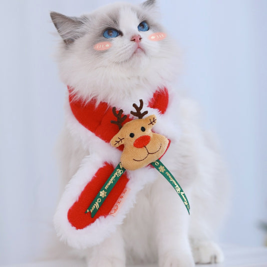 Cat scarf autumn and winter sweater collar pet christmas winter cute new year kitten new year cat bib clothes