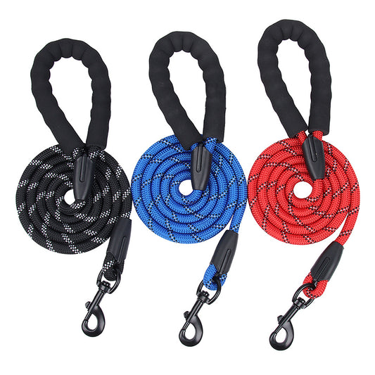 Strong Dog Leash with Comfortable Padded Handle and Highly Reflective Threads