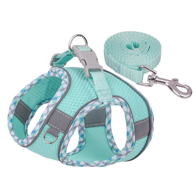 No Pull Adjustable Reflective Pet Harness and Leash Set for Cat & Small Dogs