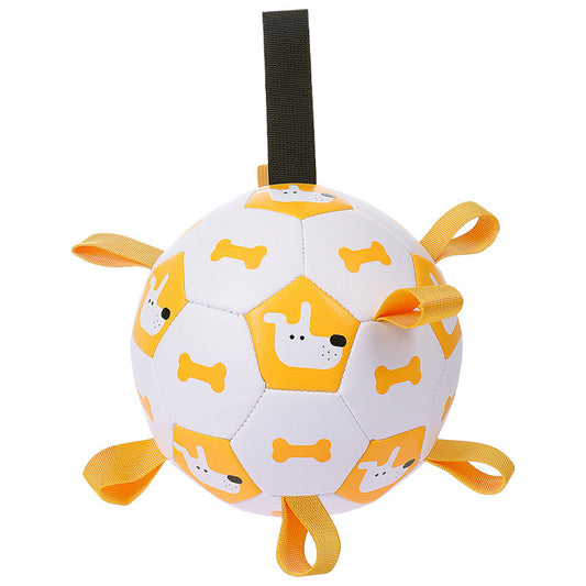 Soccer Ball with Straps Interactive Dog Toys for Water & Tug Toy