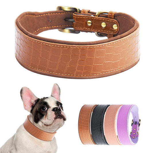 Crocodile pattern outdoor cotton substrate leather pet collar