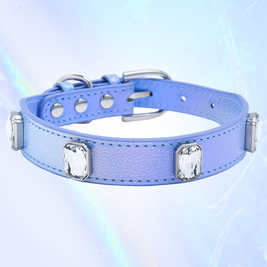 Heart-shaped PU Leather Jewelry Shiny Rhinestone Cat Collar