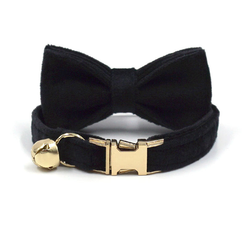 Velvet Luxury Personalized Cat Collar with Small Bell And Bowtie