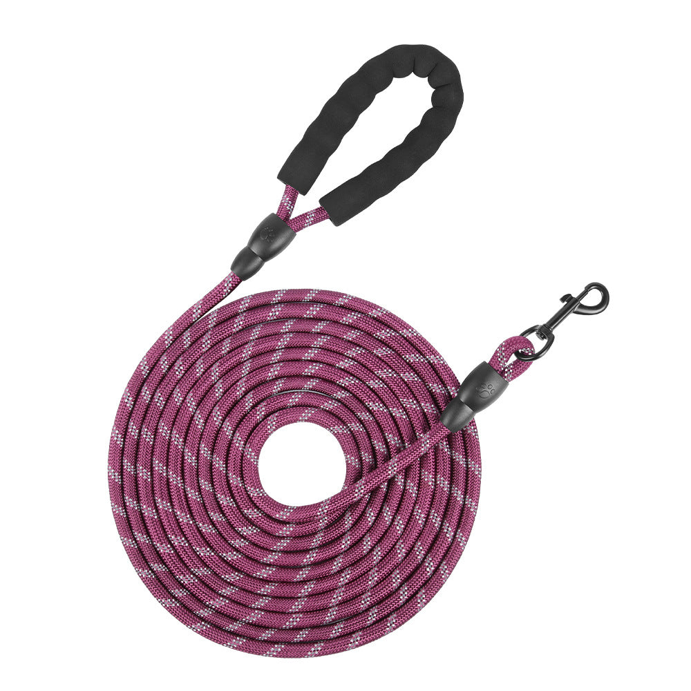Long Dog Leash with Comfortable Padded Handle and Highly Reflective Threads