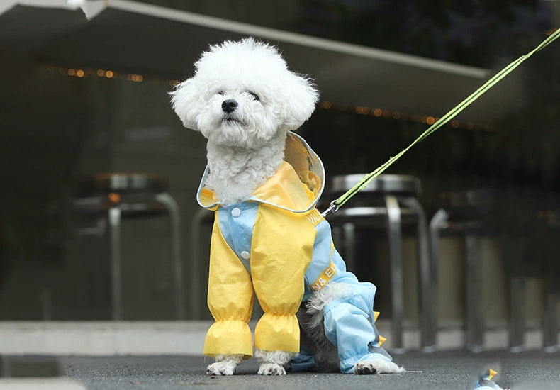 Dog Raincoat Poncho Waterproof Pet Puppy Small Dog Medium Dog THigh Reflective Adjustable Pet Rain Jacket with Leash Hole