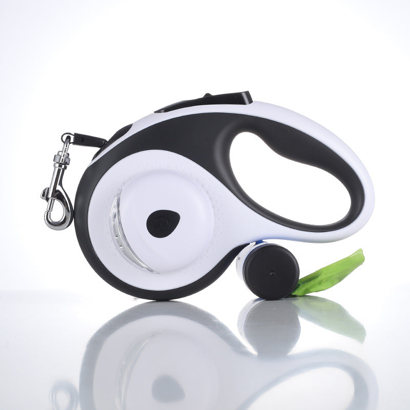 Automatic Retractable Dog Leash with Bag Dispenser and Flashlight