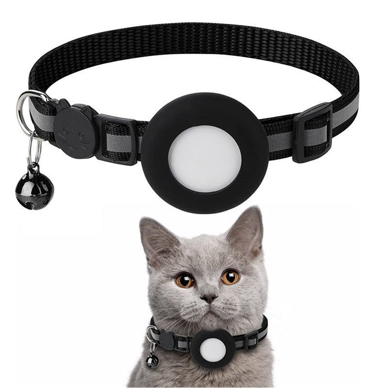 Adjustable Cat Collar With Ball Reflective Stripe for Apple Airtag Silicone
