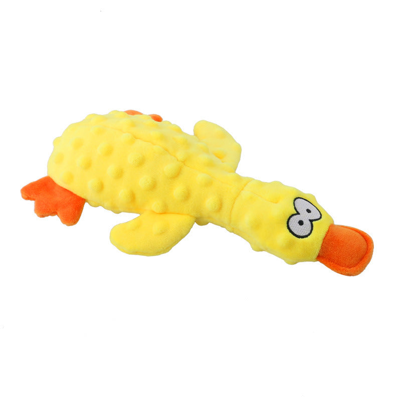 Juguetes interactivos duraderos de peluche de pato arrugado y chirriante para perros