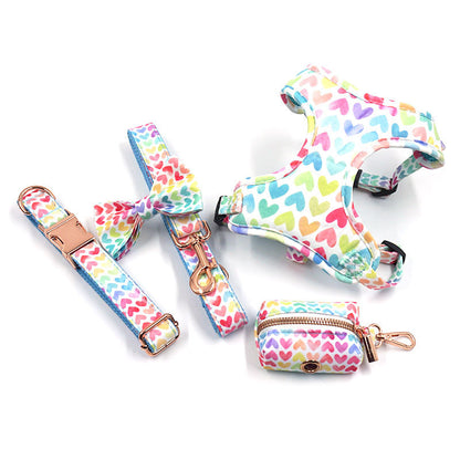 5 PCS Personalized Dog Collar & Harness Leash Set