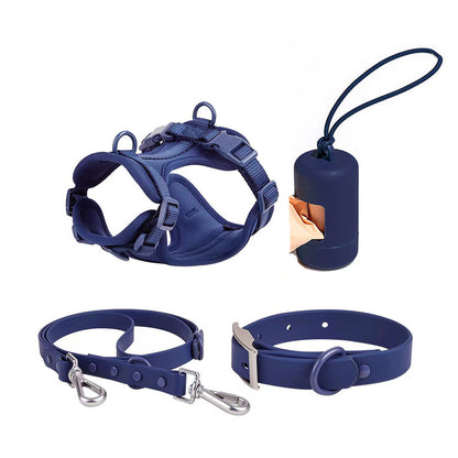 Waterproof Luxury PVC Dog Harness Dog Collar and Leash Set