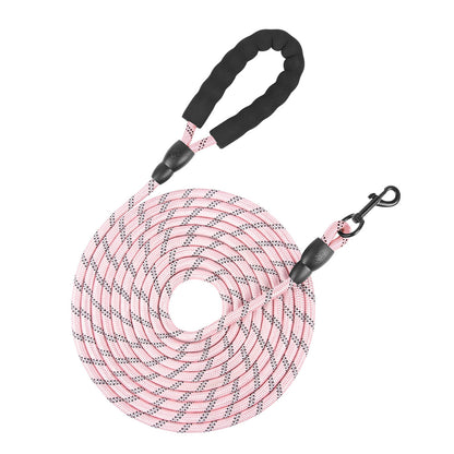 Long Dog Leash with Comfortable Padded Handle and Highly Reflective Threads