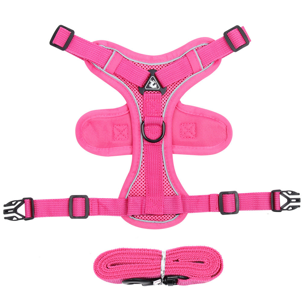 Adjustable Reflective Dog Vest Breathable Dog Harness Leash Set