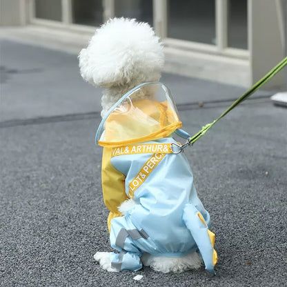 Dog Raincoat Poncho Waterproof Pet Puppy Small Dog Medium Dog THigh Reflective Adjustable Pet Rain Jacket with Leash Hole