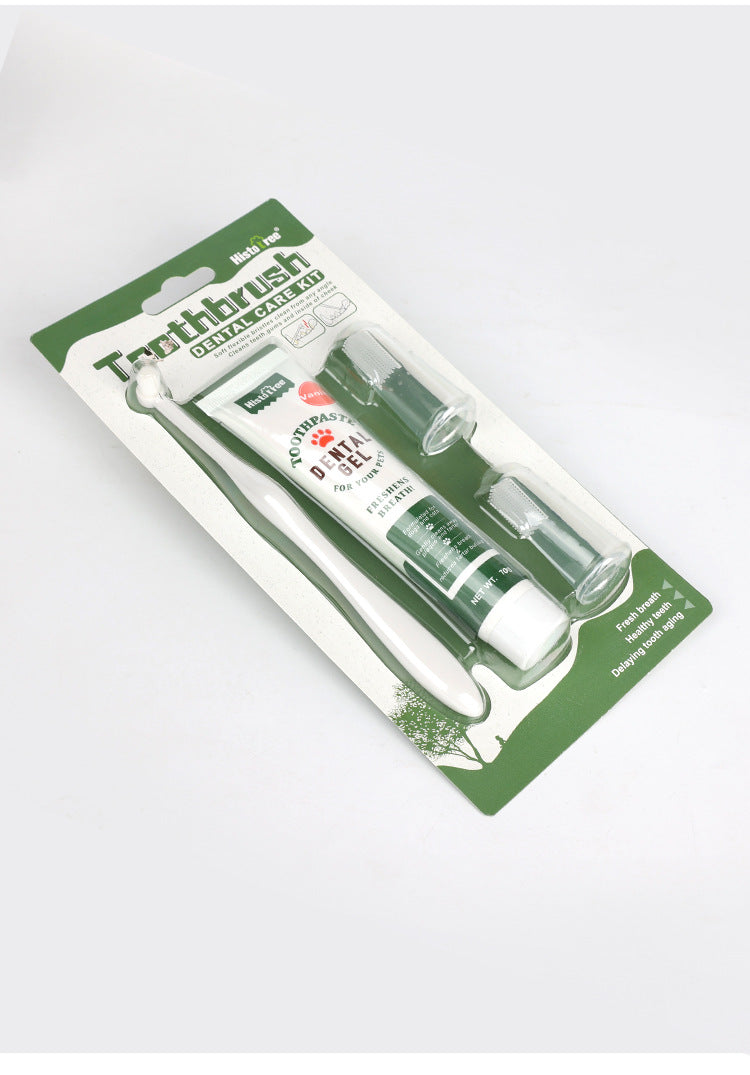 4 in 1 Vanilla/Beef Flavors Cat Tooth Brush Toothpaste Pet Dental Kit Dog Toothbrush
