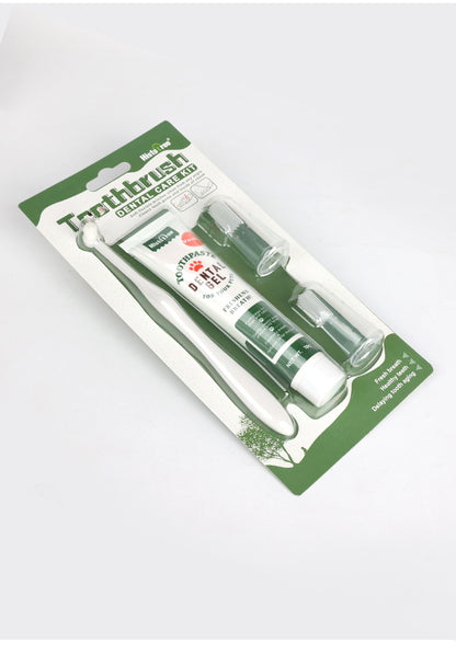 4 in 1 Vanilla/Beef Flavors Cat Tooth Brush Toothpaste Pet Dental Kit Dog Toothbrush