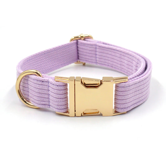 Rosa Lila Streifen Samt Personalisiertes Hundehalsband Leine Geschirr Fliege Kotbeutel Set