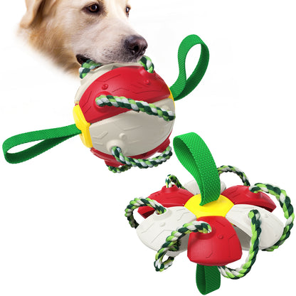 Outdoor Unfoldable Frisbee Interactive Football Training Dog Toys with Straps