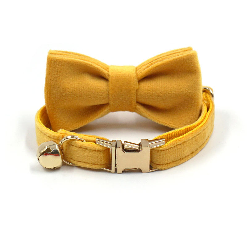 Velvet Luxury Personalized Cat Collar with Small Bell And Bowtie
