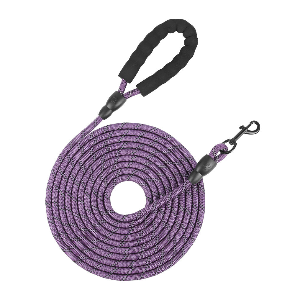Long Dog Leash with Comfortable Padded Handle and Highly Reflective Threads