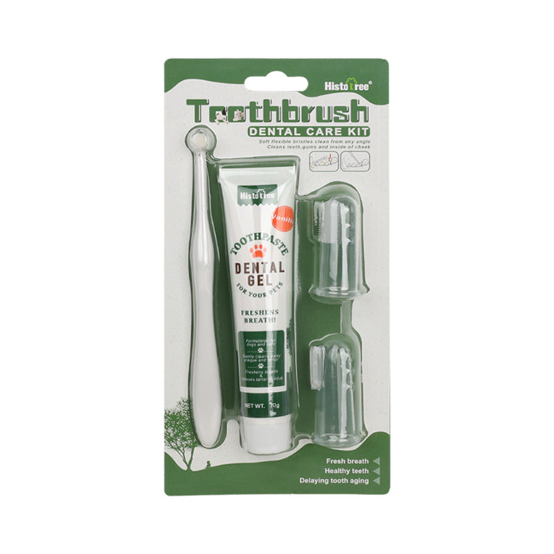 4 in 1 Vanilla/Beef Flavors Cat Tooth Brush Toothpaste Pet Dental Kit Dog Toothbrush