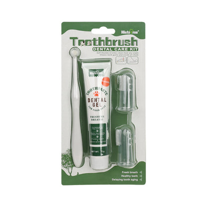 4 in 1 Vanilla/Beef Flavors Cat Tooth Brush Toothpaste Pet Dental Kit Dog Toothbrush