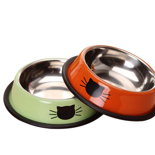 2 Pcs Non-Slip Stainless Steel Small Cat Food Bowls