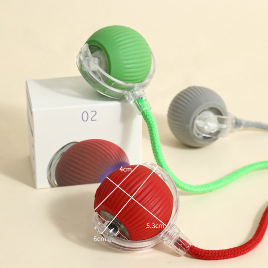 Interactive Cat Toys Ball Automatic Rolling Ball with Tail USB Rechargeable