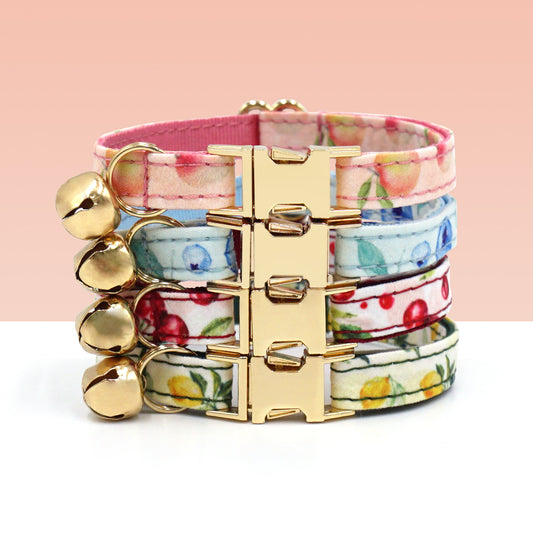 Fruits Style Adjustable Personalized Cat Collar Leash With Removable Bell & Bowtie