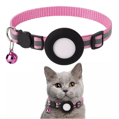 Adjustable Cat Collar With Ball Reflective Stripe for Apple Airtag Silicone