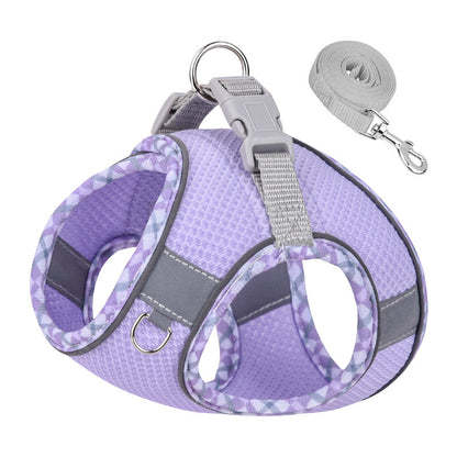No Pull Adjustable Reflective Pet Harness and Leash Set for Cat & Small Dogs