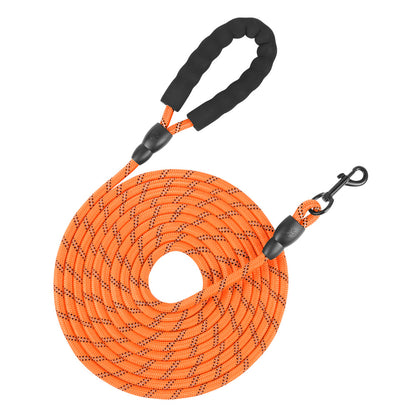 Long Dog Leash with Comfortable Padded Handle and Highly Reflective Threads